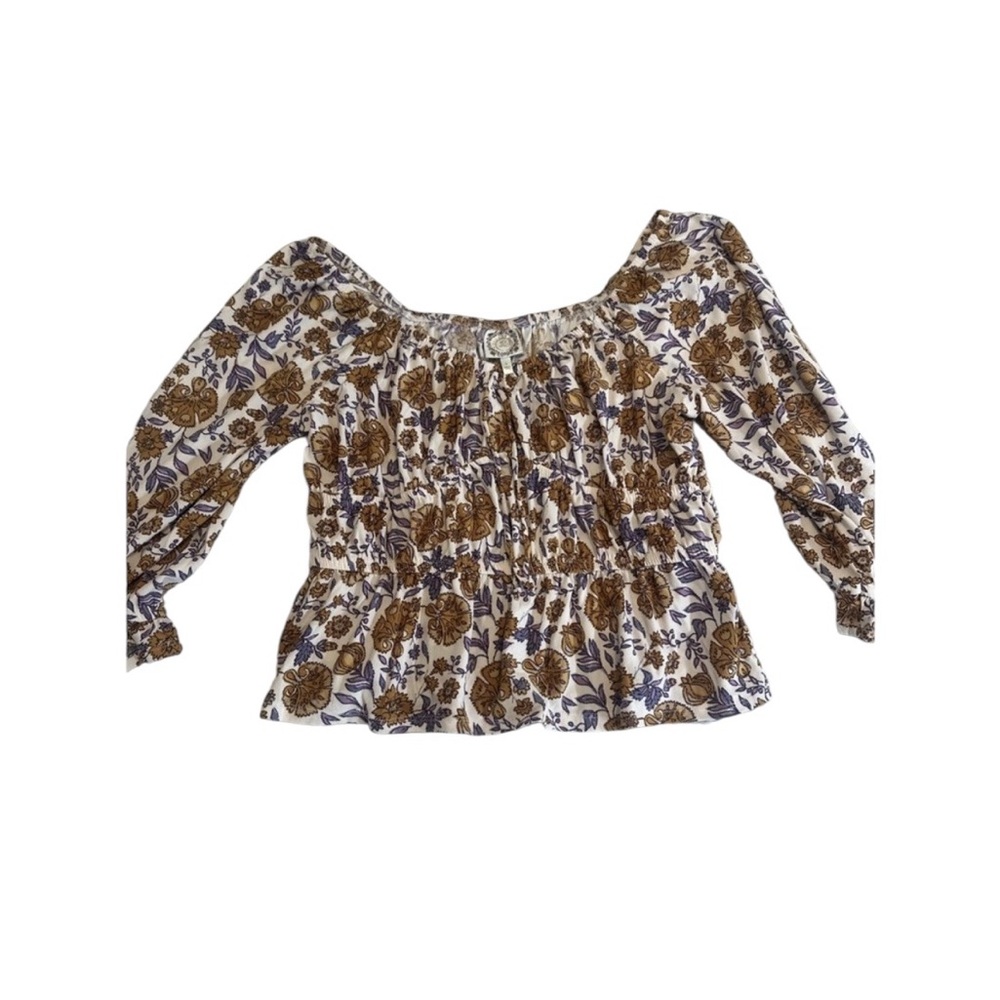 Rose‎ & Olive  floral smocked square neck blouse Size L